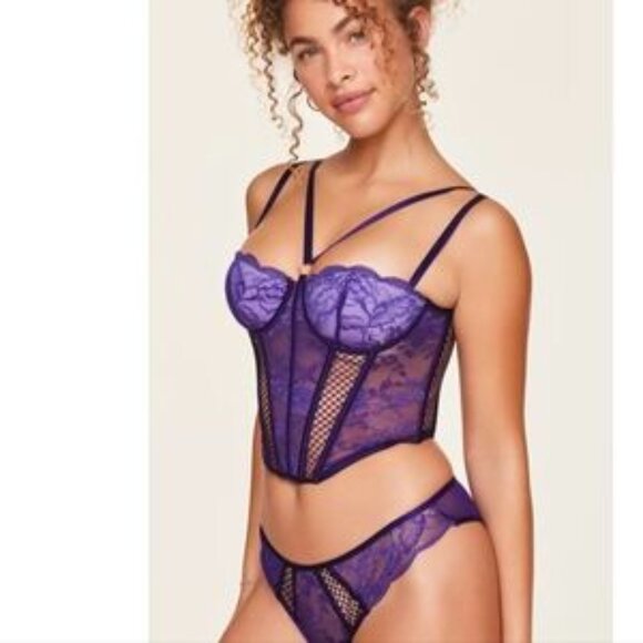 NWT: Adore Me Dominika Purple Lined Corset 2-Piece/Two-Piece Set: Corset & Panty - Picture 1 of 11